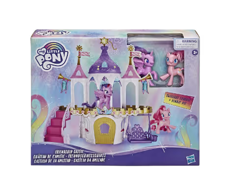 My Little Pony Toys Friendship Castle playset includes Twilight Sparkle Pinkie Pie figures for storytelling fun